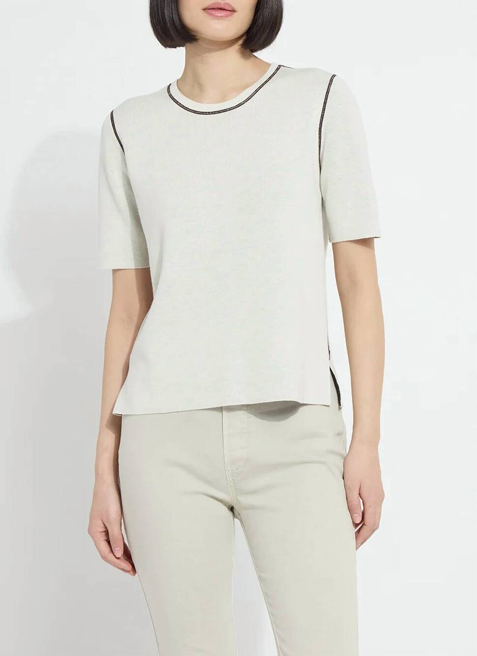 NEW LYSSE odessa reversible short sleeve tee in blk/ivo
